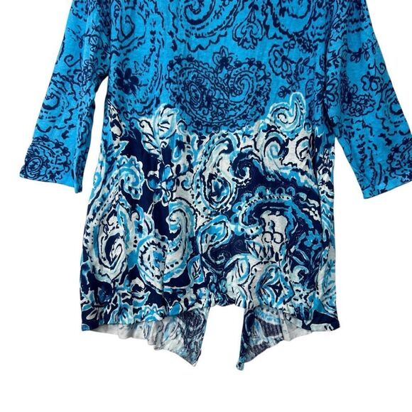 New with tags Chico linen blend cardigan sz 2 M PAISLEY CARDIGAN BLUE 570080788 - Picture 9 of 16